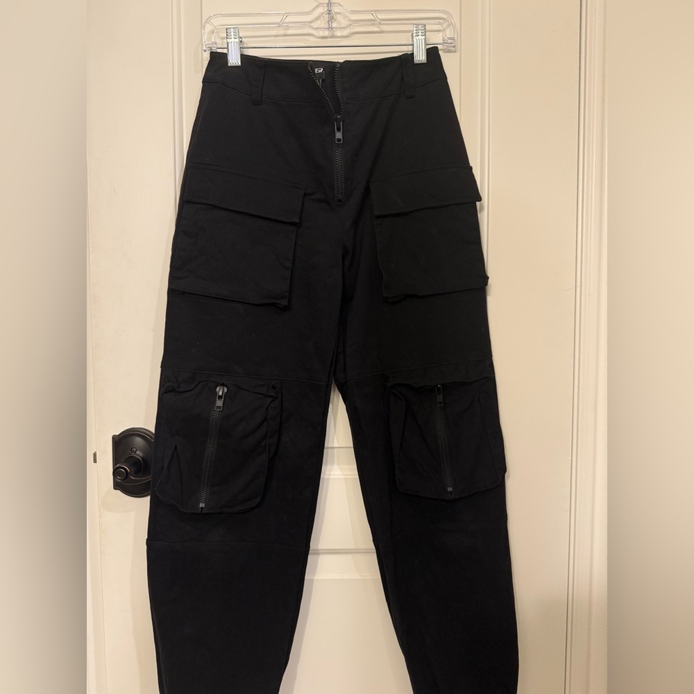 POSTER GIRL -Women's Rave Wear- Midnight Black Cargo Pants